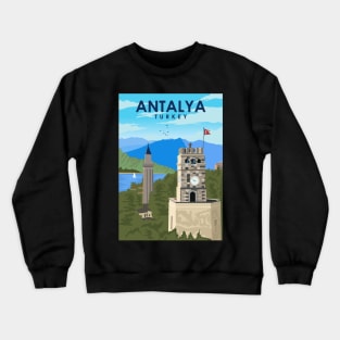 Antalya Turkey Vintage Travel Poster Crewneck Sweatshirt